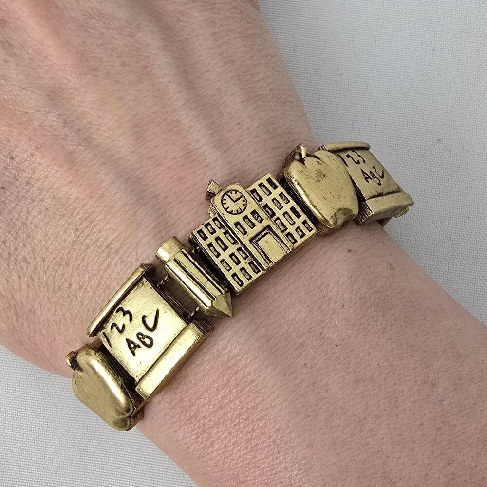 Gold Tone Teacher Charm Bracelet